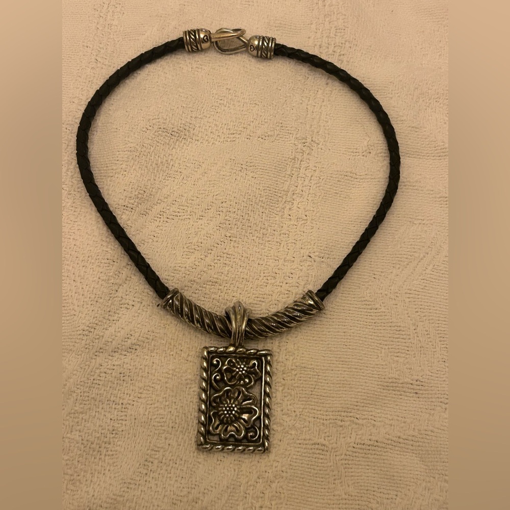 Brighton braided floral pendant necklace.